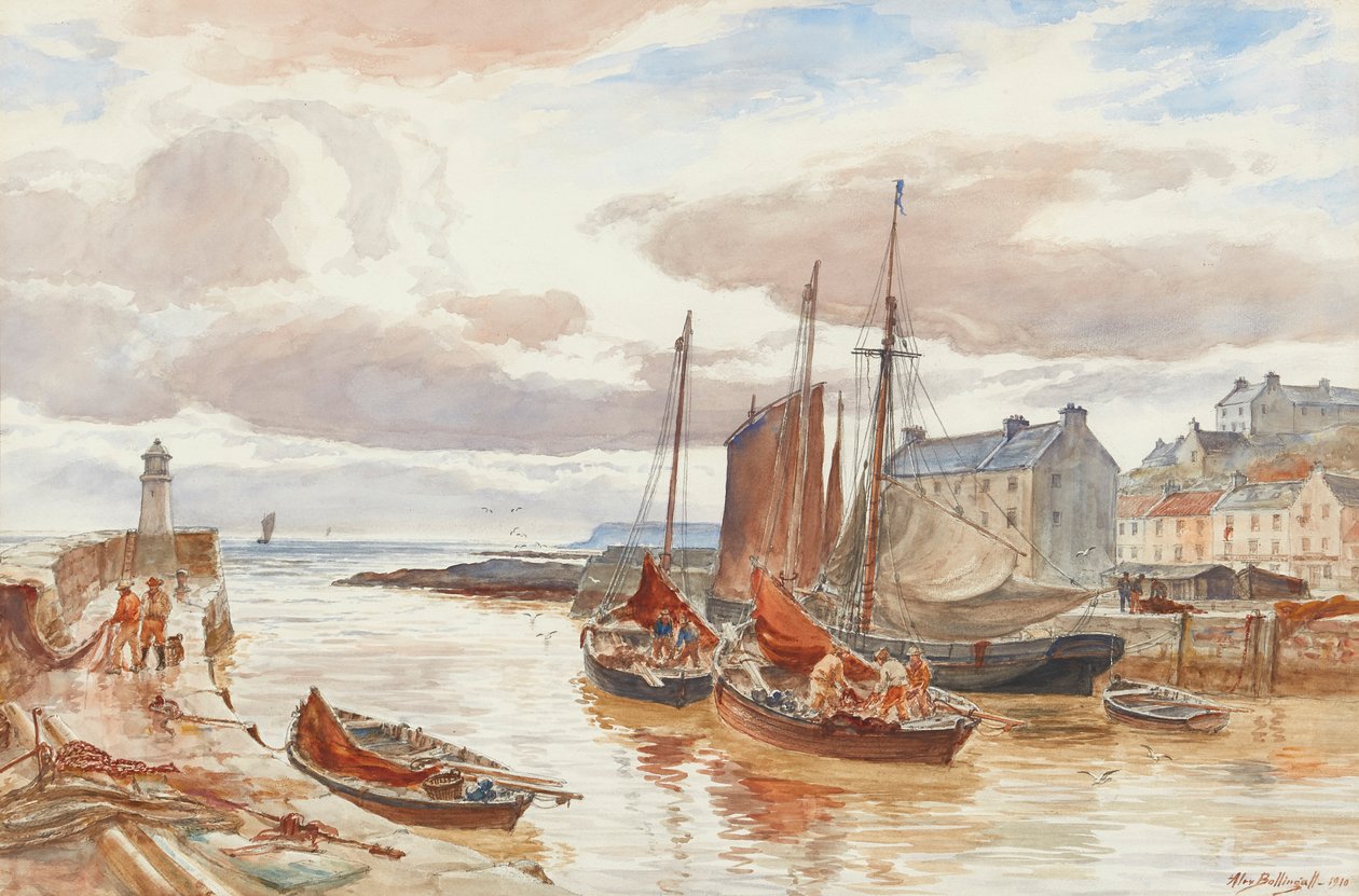 Porto Pittenweem (lápis e aquarela) de Alexander Ballingall