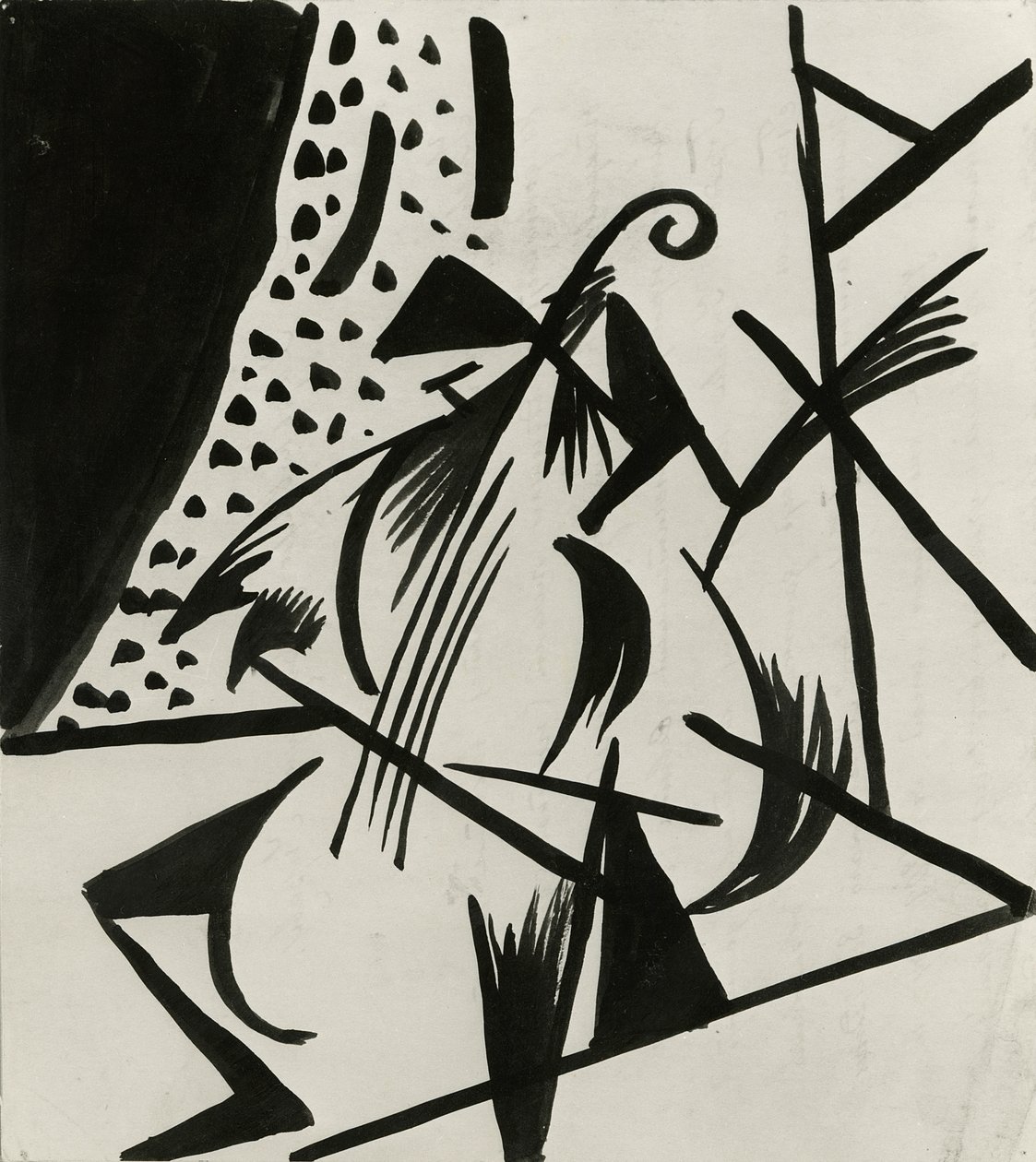 Músico, c.1914-15 (caneta e nanquim sobre papel) de Alexander Bogomazov
