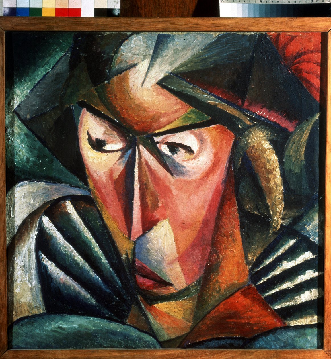 Retrato da esposa do artista. Pintura de Alexander Konstantinovich Bogomazov (1880-1930). Óleo sobre tela, 57 x 57 cm de Alexander Bogomazov