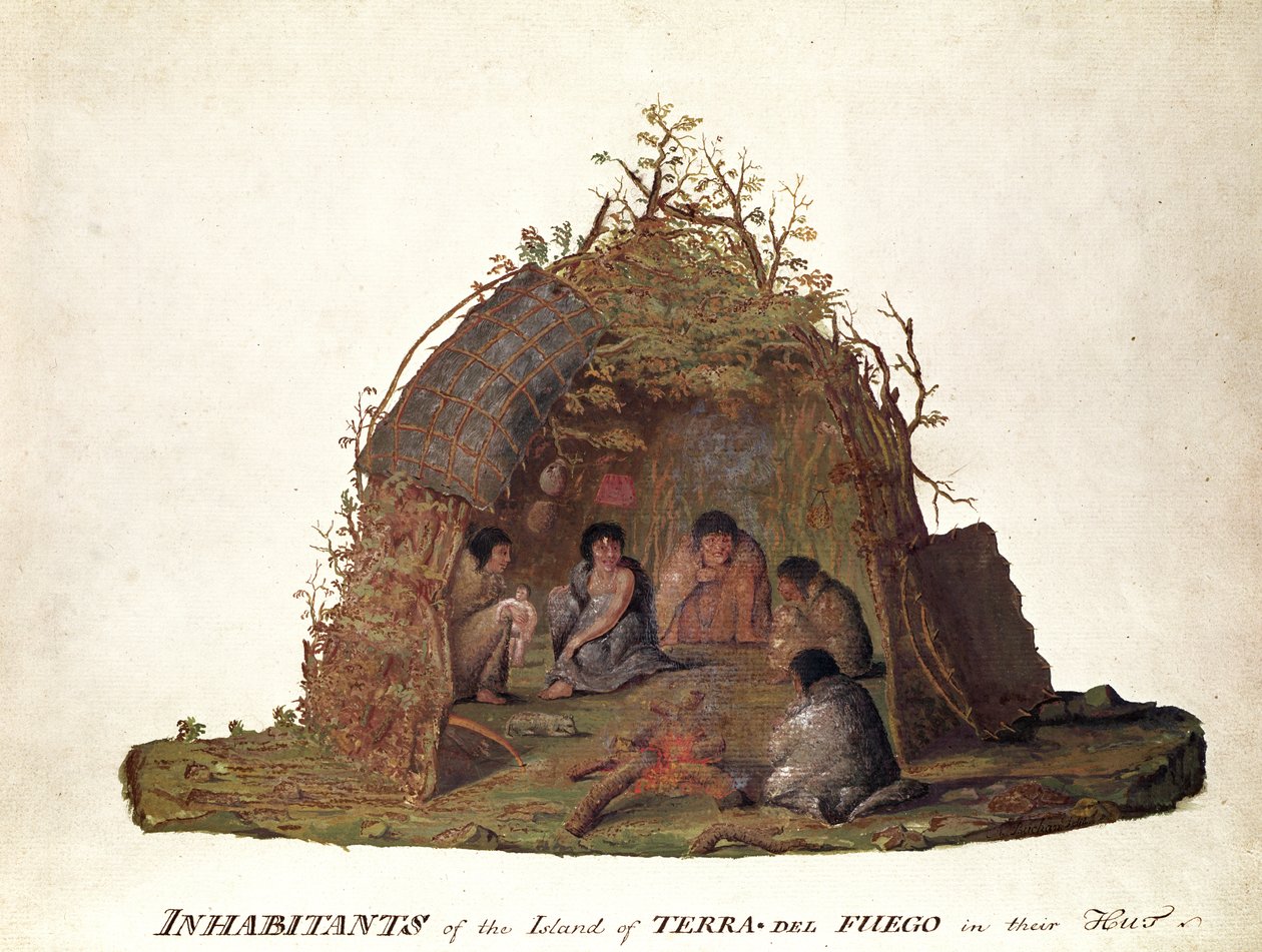 Habitantes da Ilha da Terra do Fogo em sua Cabana de Alexander Buchan