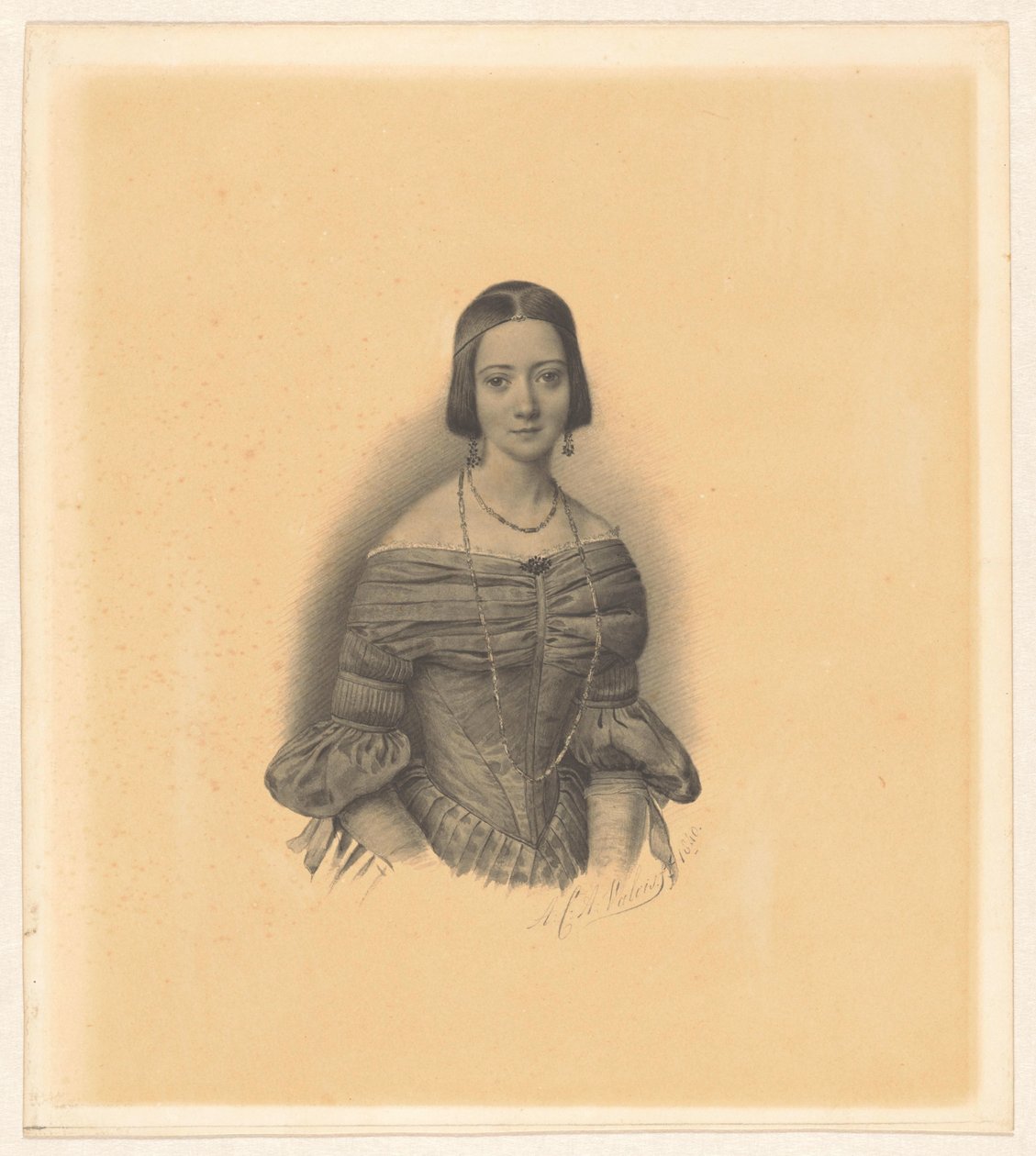 Retrato de Antoinette Marie Henriette Jeanne Reigersman, esposa de Jonkheer Sr. Pieter van den Brandeler de Alexander Cesar August Valois (signed by artist)
