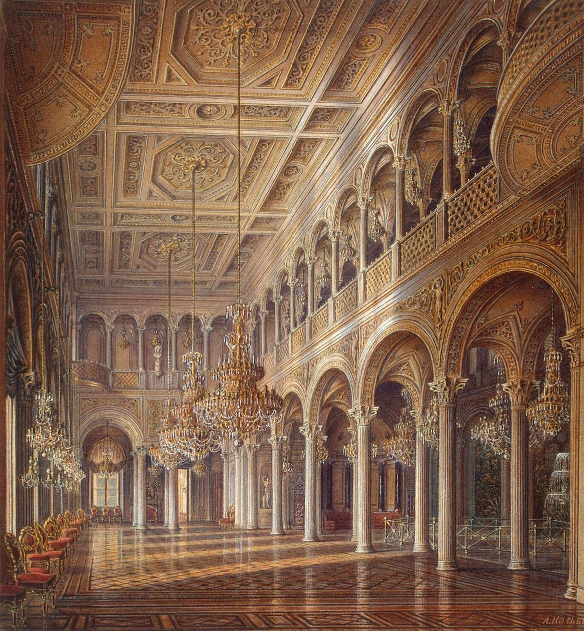 Interiores da Pequena Ermida, Sala do Pavilhão, meados do século XIX. de Alexander Chrisophorovich Kolb