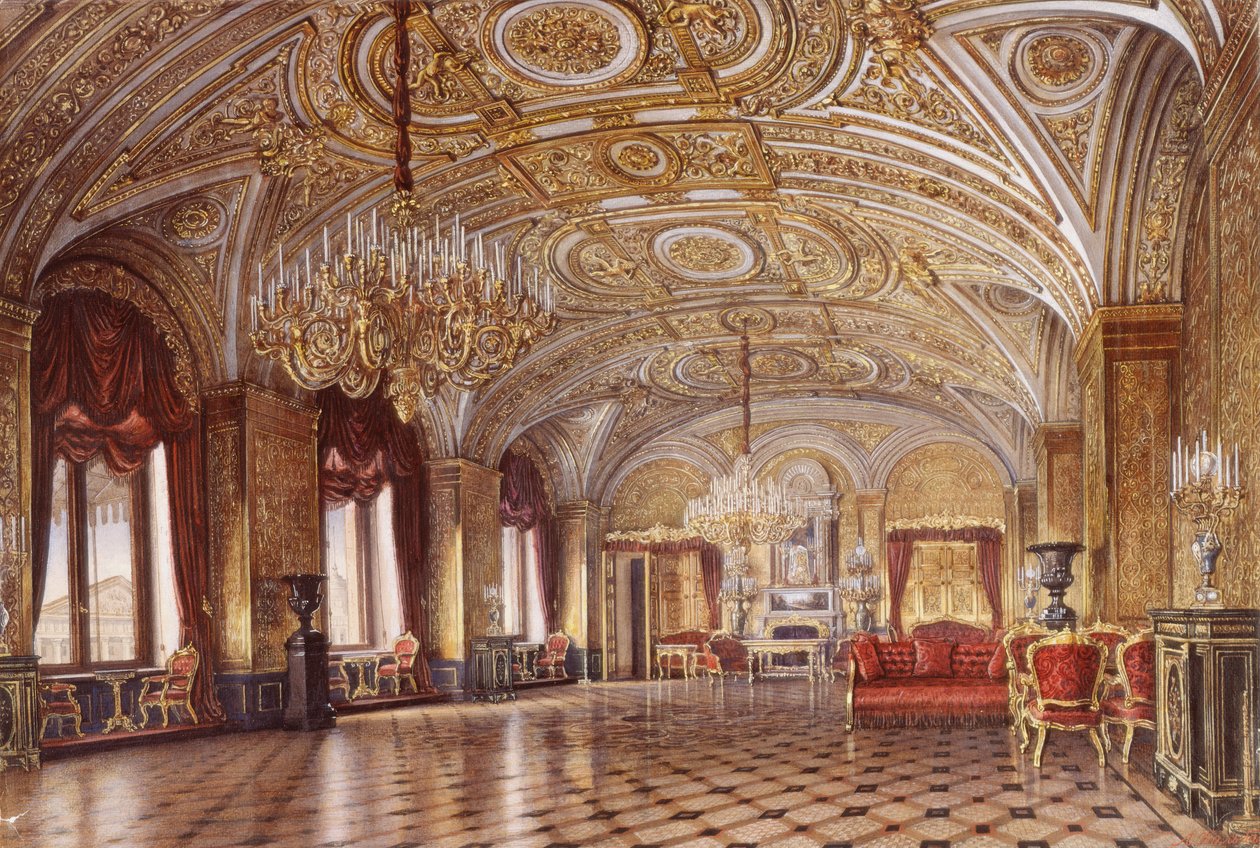 Interiores do Palácio de Inverno. O Salão Dourado, meados do século XIX. de Alexander Chrisophorovich Kolb