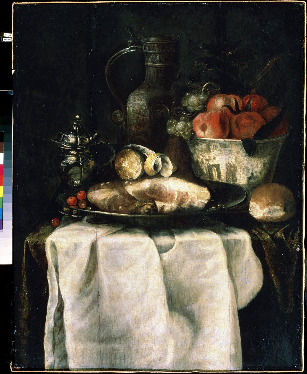 Petit dejeuner avec jambon (Pequeno almoço com presunto). Peinture de Alexandre Coosemans (1627-1689) de Alexander Coosemans