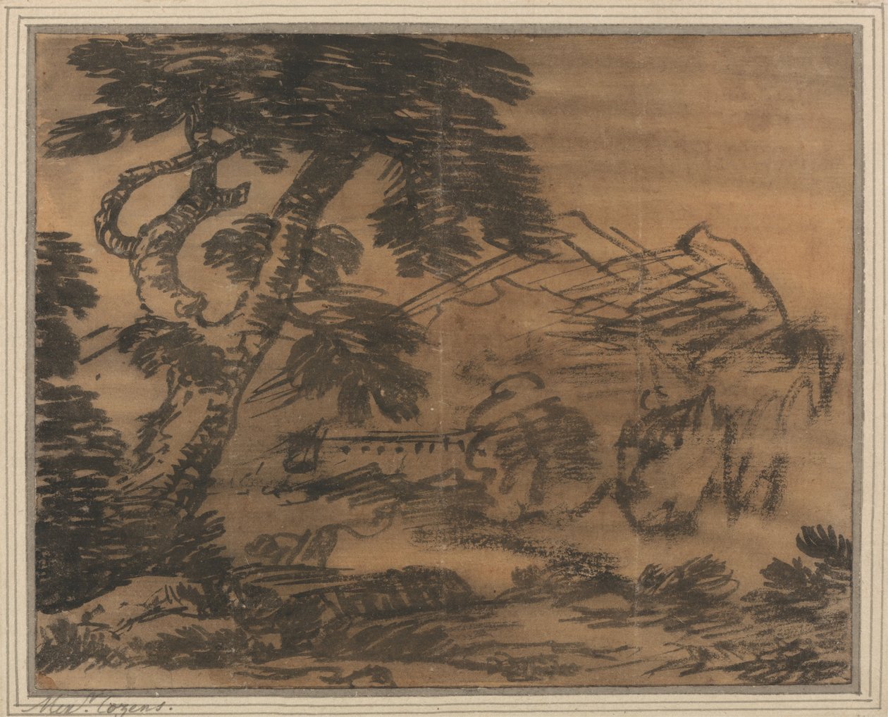 Tree and Distant Hills de Alexander Cozens