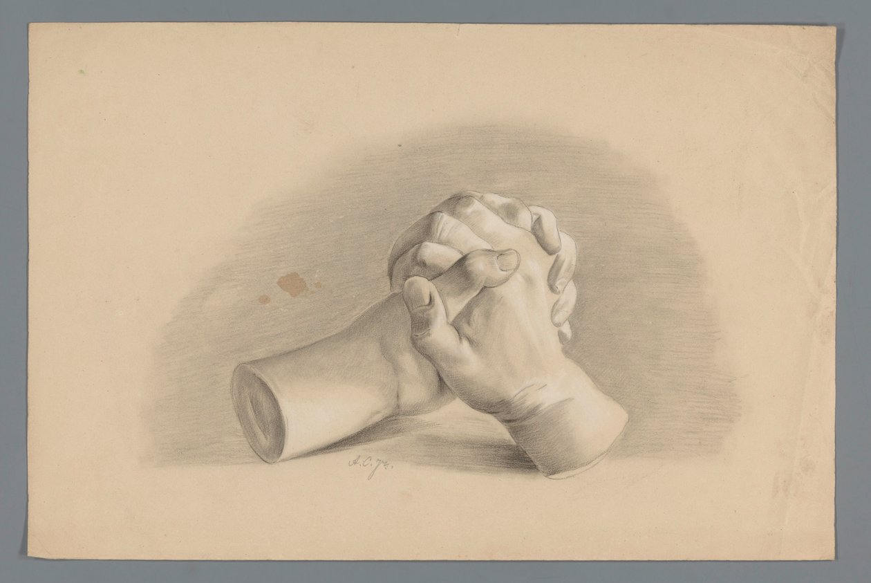 Modelo de gesso de duas mãos dobradas de Alexander Cranendoncq