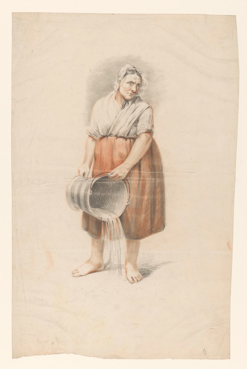 Mulher em pé esvaziando um balde de Alexander Cranendoncq