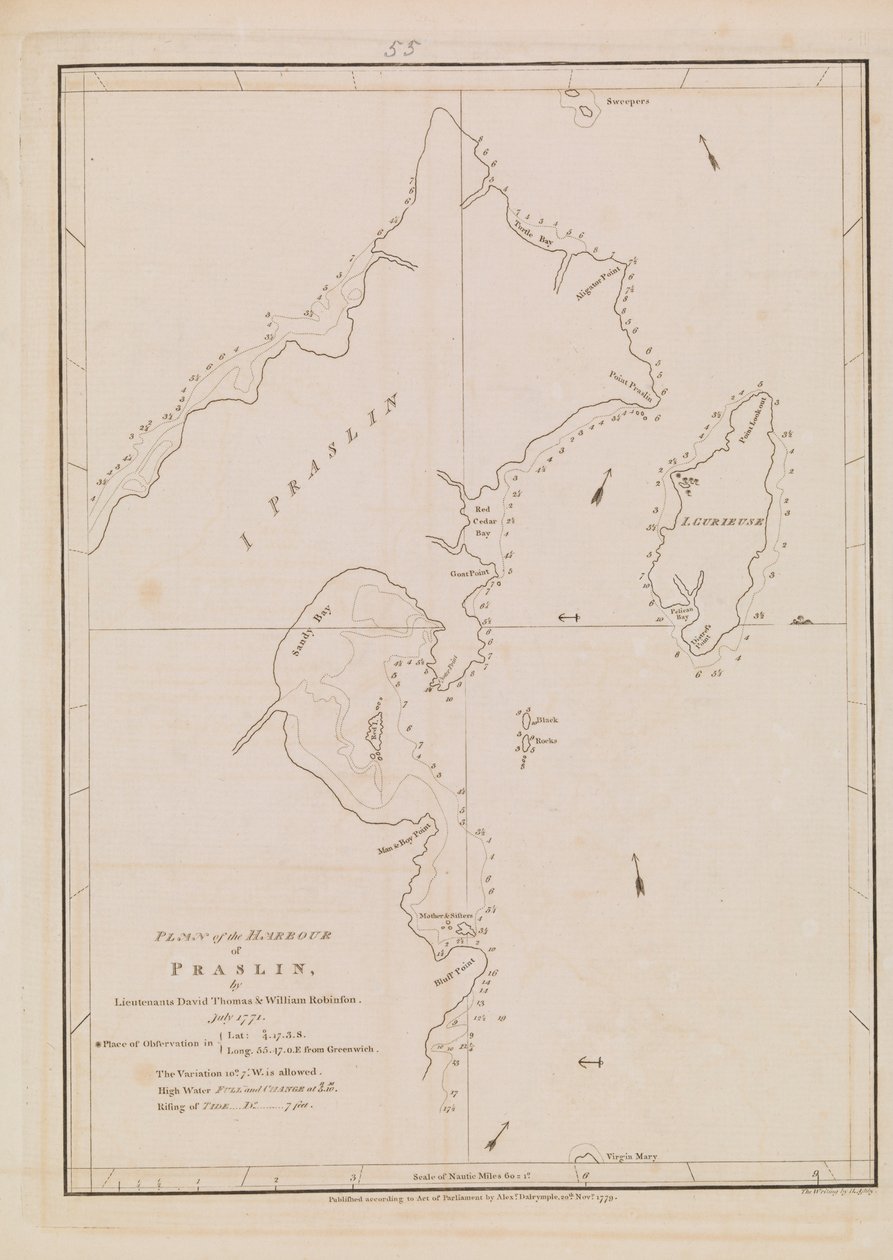Planta do porto de Praslin, finais do século XVIII e início do século XIX (papel) de Alexander Dalrymple