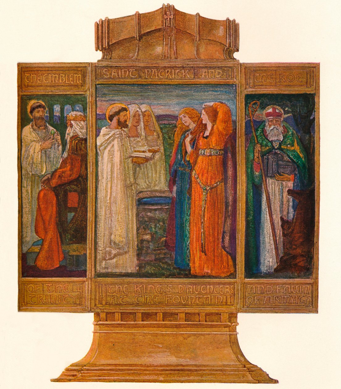 Tríptico em esmaltes pintados: cenas da vida de São Patrício, 1903 de Alexander Fisher