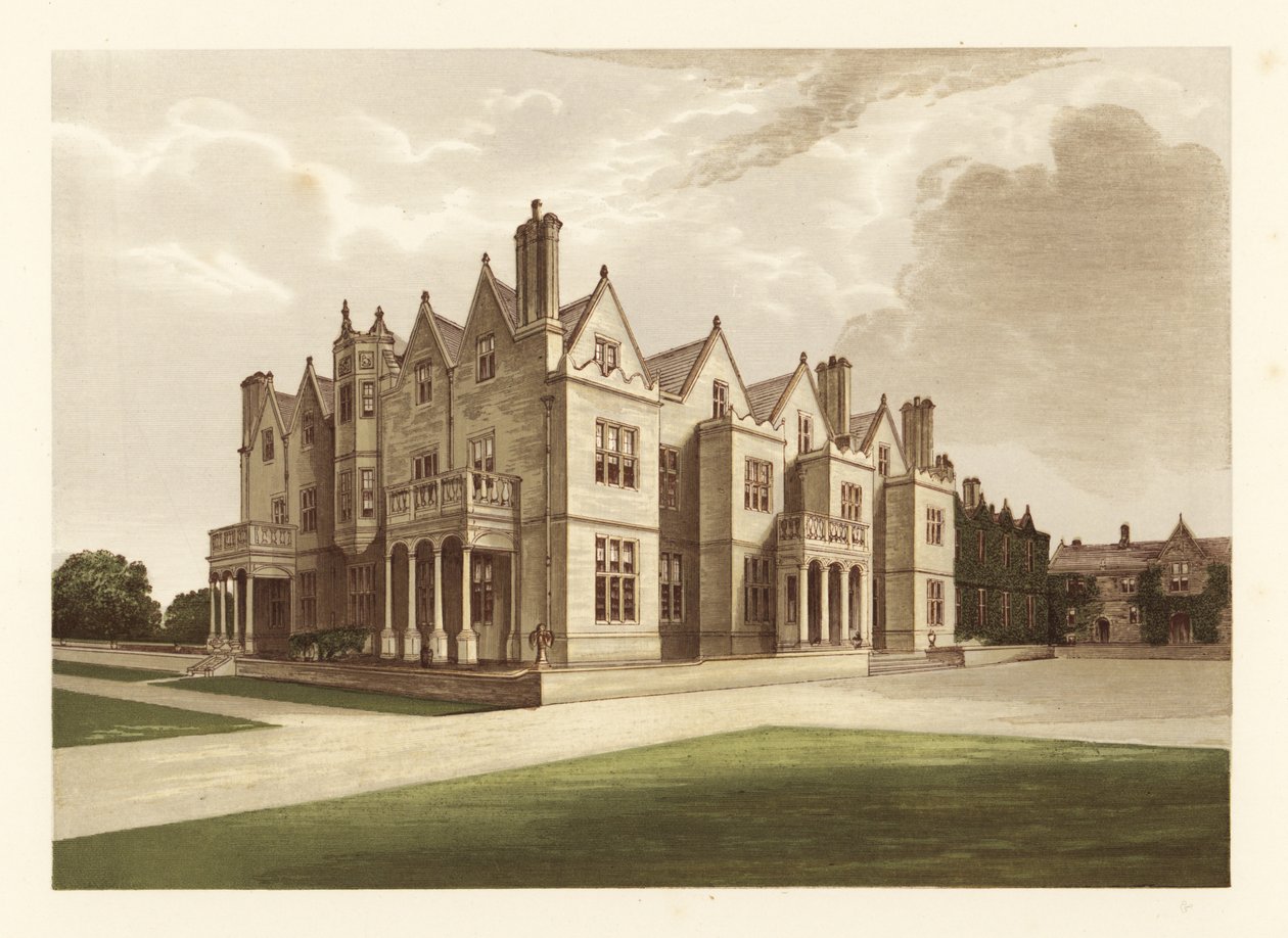 Acton Reynald Hall, Shropshire, Inglaterra. ,1880 (gravura) de Alexander Francis (after) Lydon
