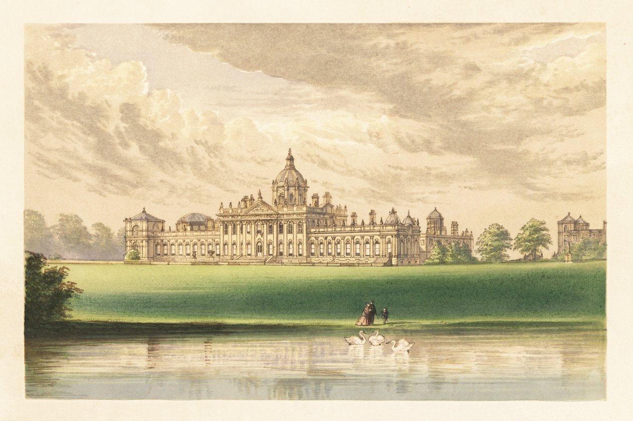 Castelo Howard, Yorkshire, Inglaterra. ,1880 (gravura) de Alexander Francis (after) Lydon
