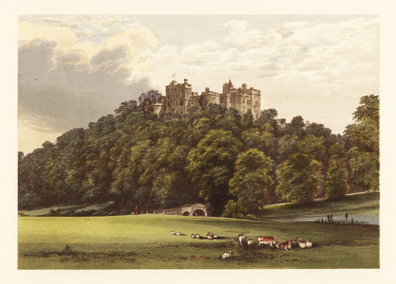 Castelo de Dunster, Somersetshire, Inglaterra. ,1880 (gravura) de Alexander Francis (after) Lydon