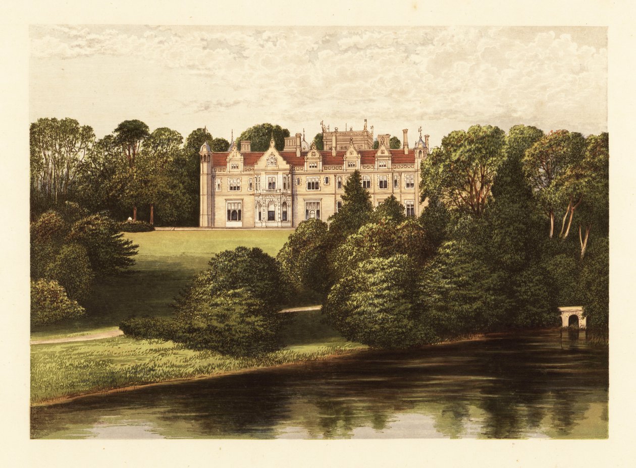 Keele Hall, Staffordshire, Inglaterra.,1880 (gravura) de Alexander Francis (after) Lydon