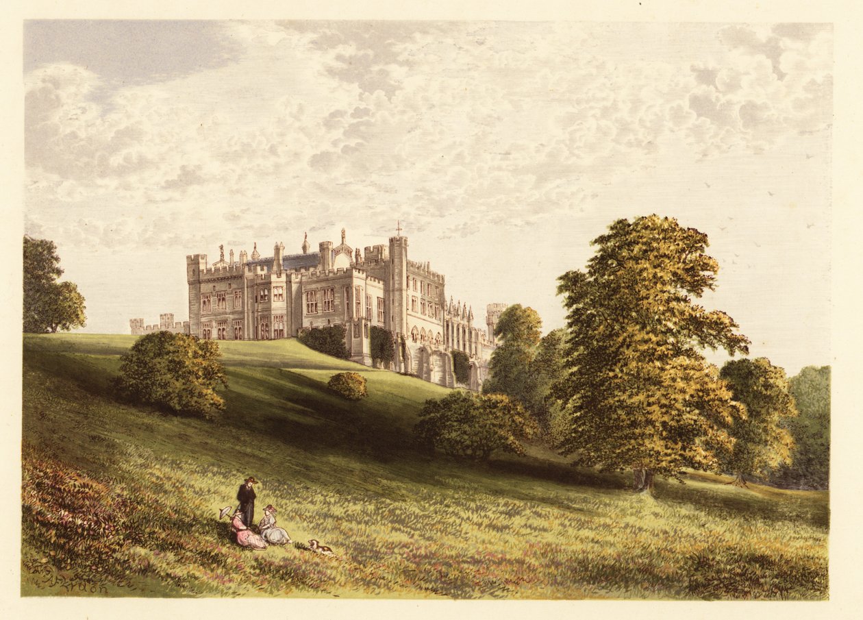 Castelo de Lambton., Condado de Durham, Inglaterra. ,1880 (gravura) de Alexander Francis (after) Lydon
