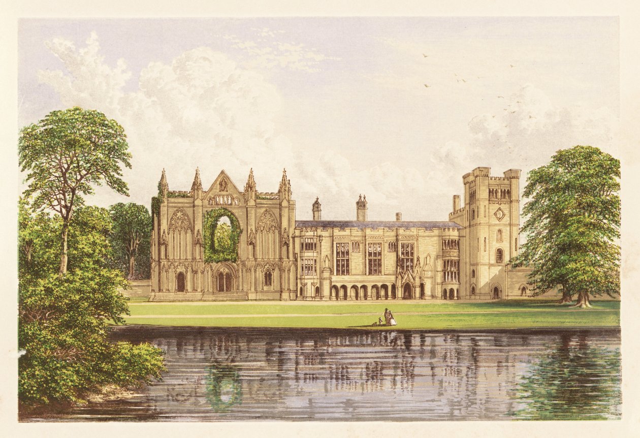 Newstead Abbey, Nottinghamshire, Inglaterra. 1880 (gravura) de Alexander Francis (after) Lydon