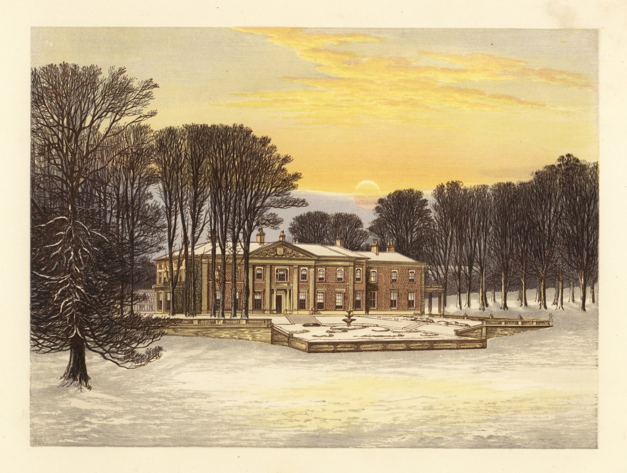 Cena de inverno com a Down House, Dorsetshire, Inglaterra. de Alexander Francis (after) Lydon