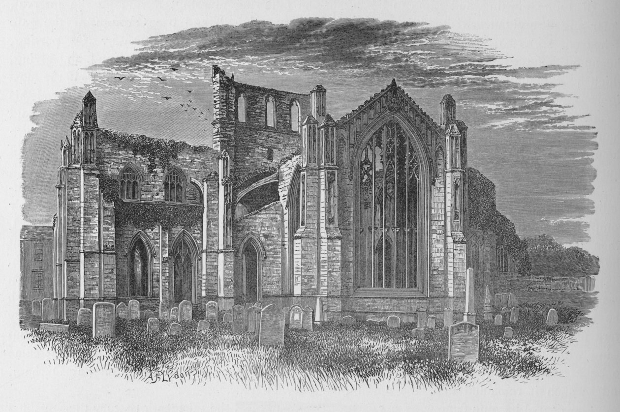 Do leste, Abadia de Melrose, c1880, 1897 de Alexander Francis Lydon