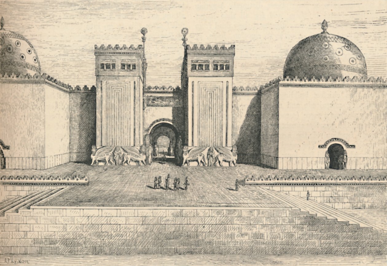 Palácio de Sargons, Khorsabad: The South-Eastern Gate, 1886 de Alexander Francis Lydon