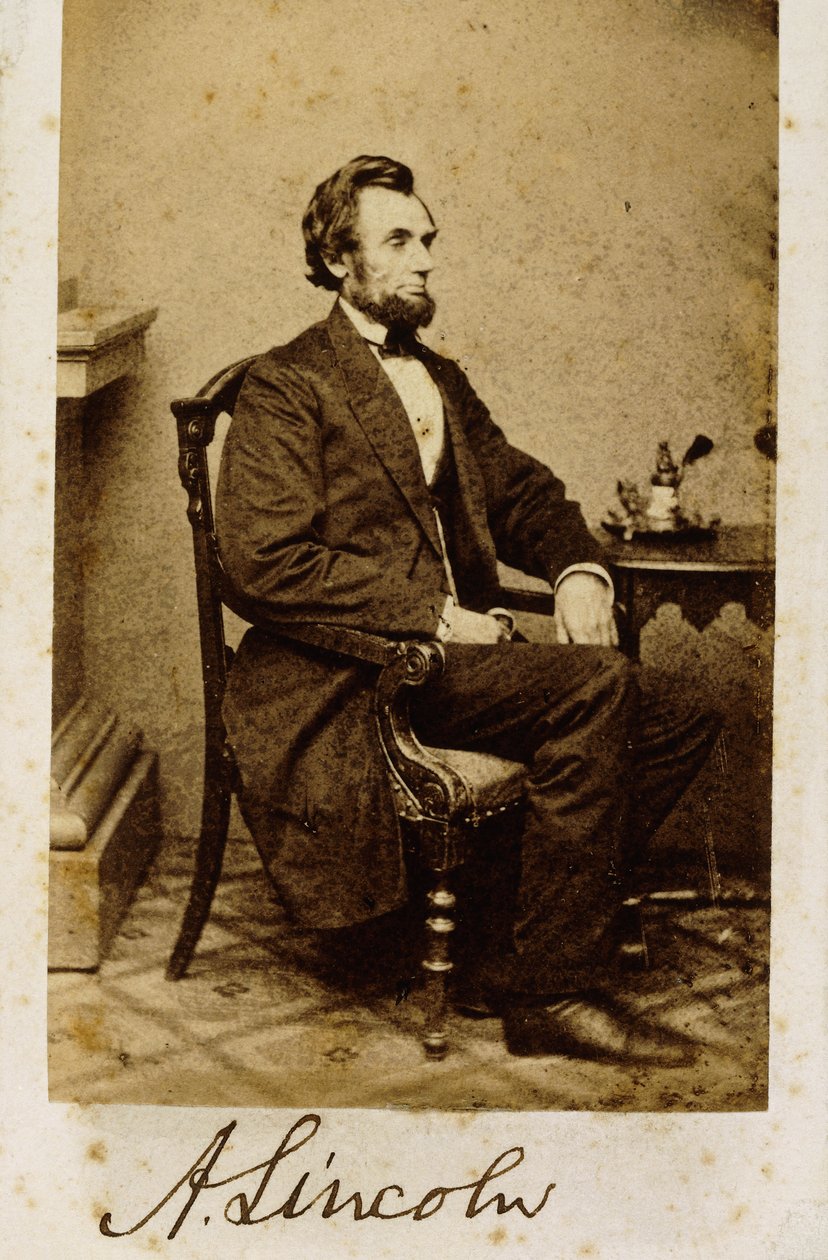 Uma fotografia autografada de Abraham Lincoln, em carta-de-visite, 1861 de Alexander Gardner