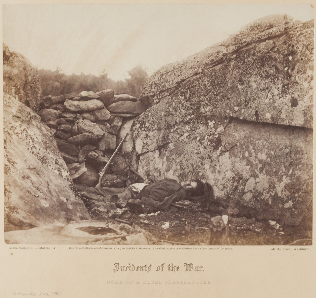 Lar de um Rebel Sharpshooter, Gettysburg, Julho de Alexander Gardner