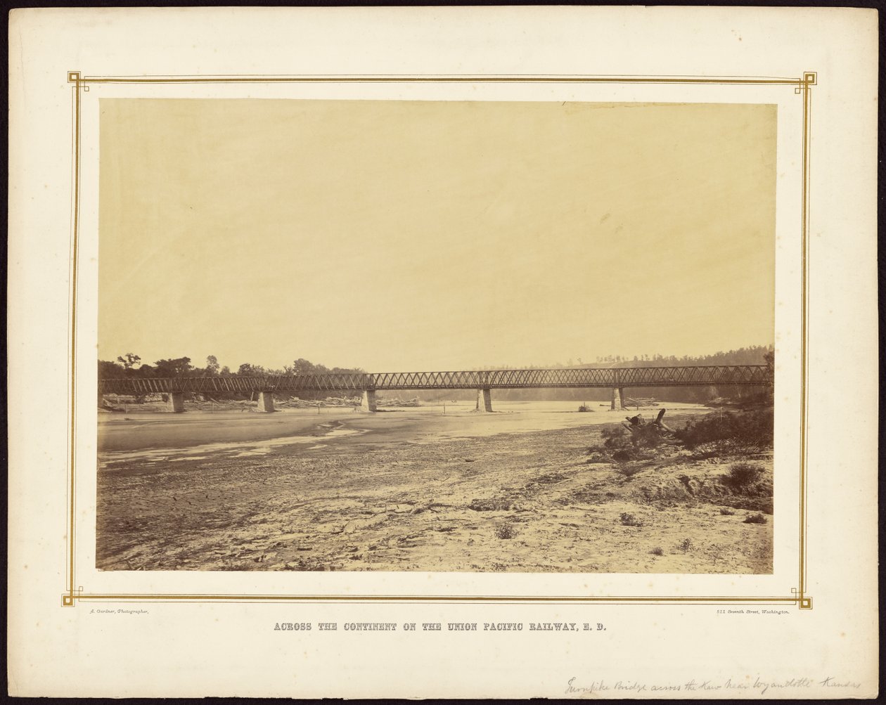 [Ponte Turnpike sobre o rio Kaw perto de Wyandotte, Kansas] de Alexander Gardner