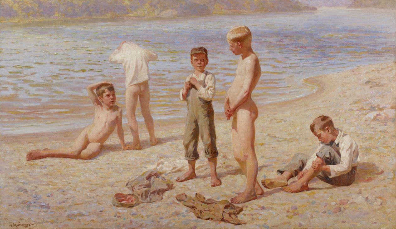 Meninos tomando banho de Alexander Grinager