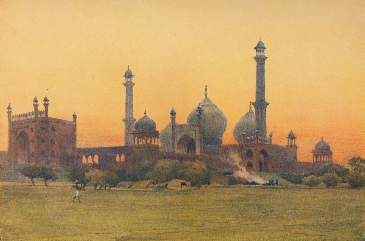 O Jumma Musjid, Deli - ao pôr do sol, c1880 1905. de Alexander Henry Hallam Murray