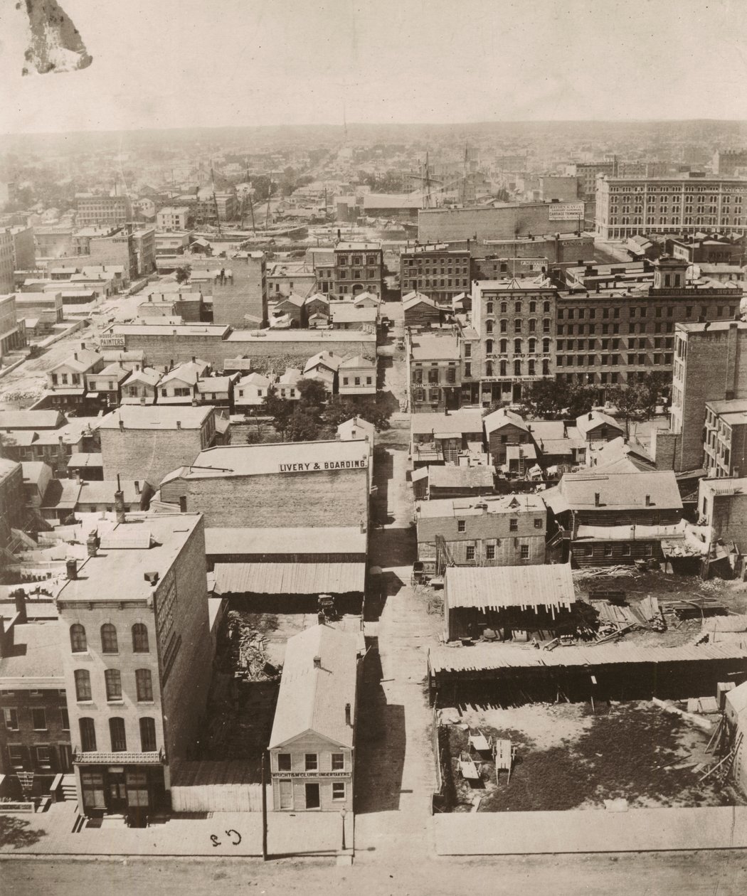 Vista oeste da cúpula do tribunal em Chicago, 1858 de Alexander Hesler
