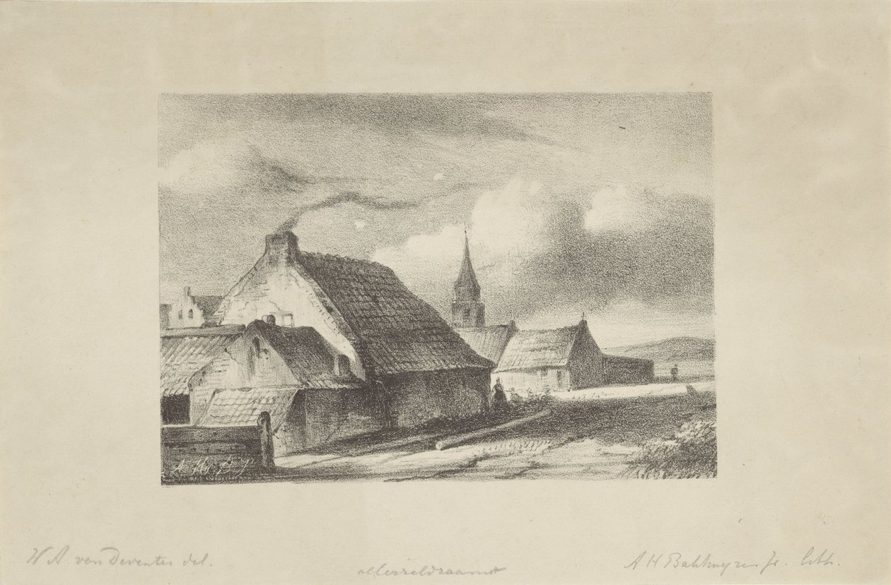 Casas e uma torre da igreja em Katwijk de Alexander Hieronymus Bakhuyzen (II)
