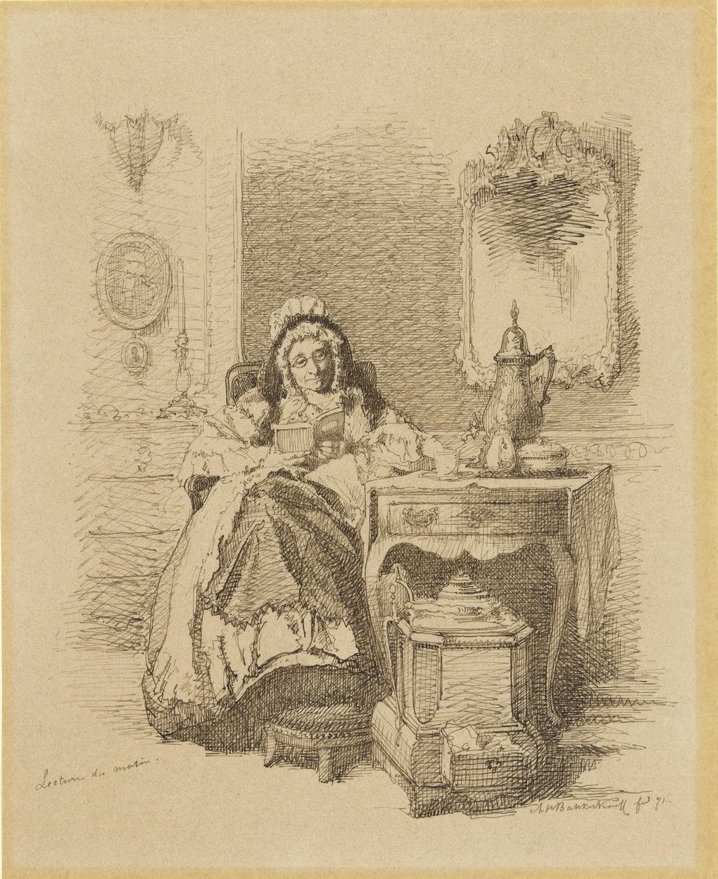 Lezende orde dame
Leitura matinal (título sobre o objecto) de Alexander Hugo Bakker-Korff