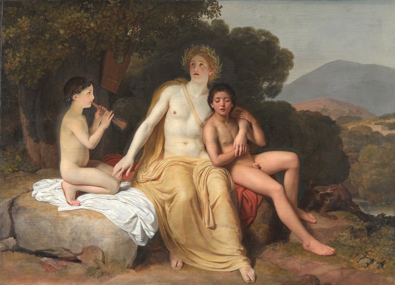 Russo: "Apollo, Hyacinthus e Cyparissus fazendo música e cantando" Apollo, Hyacinthus e Cyparissus fazendo música e cantando de Alexander Ivanov