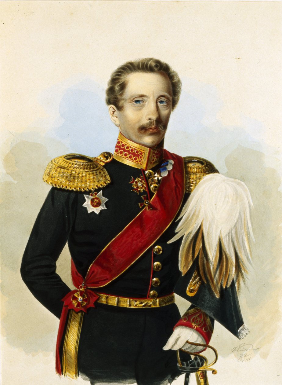 Retrato de Mikhail Grigorievich Khomutov, ataman do Exército Don Cossaco. Trabalho de Alexander Ivanovich Klunder (1802-1875), aguarela sobre papel de Alexander Ivanovich Klünder