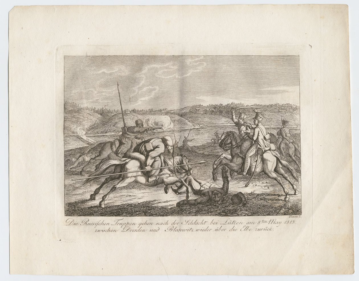 Tropas russas vão depois da Batalha de Lutzen de volta ao Elba, 1813 de Alexander Ivanovich Sauerweid