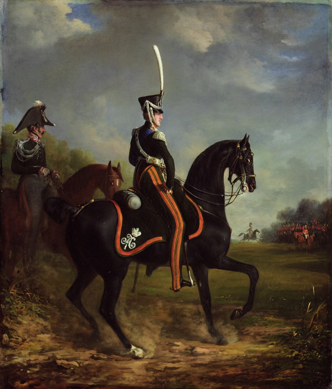 O Czar Nicholas I da Rússia, quando o Grande Duque, cavalgando no Hyde Park (óleo sobre tela) de Alexander Ivanovich Sauerweid