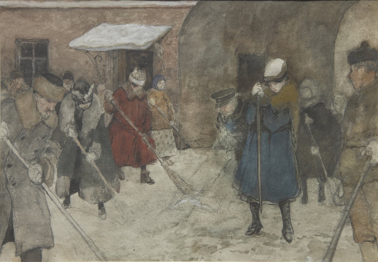 Remoção de neve, ca 1921 de Alexander Ivanovich Vakhrameyev