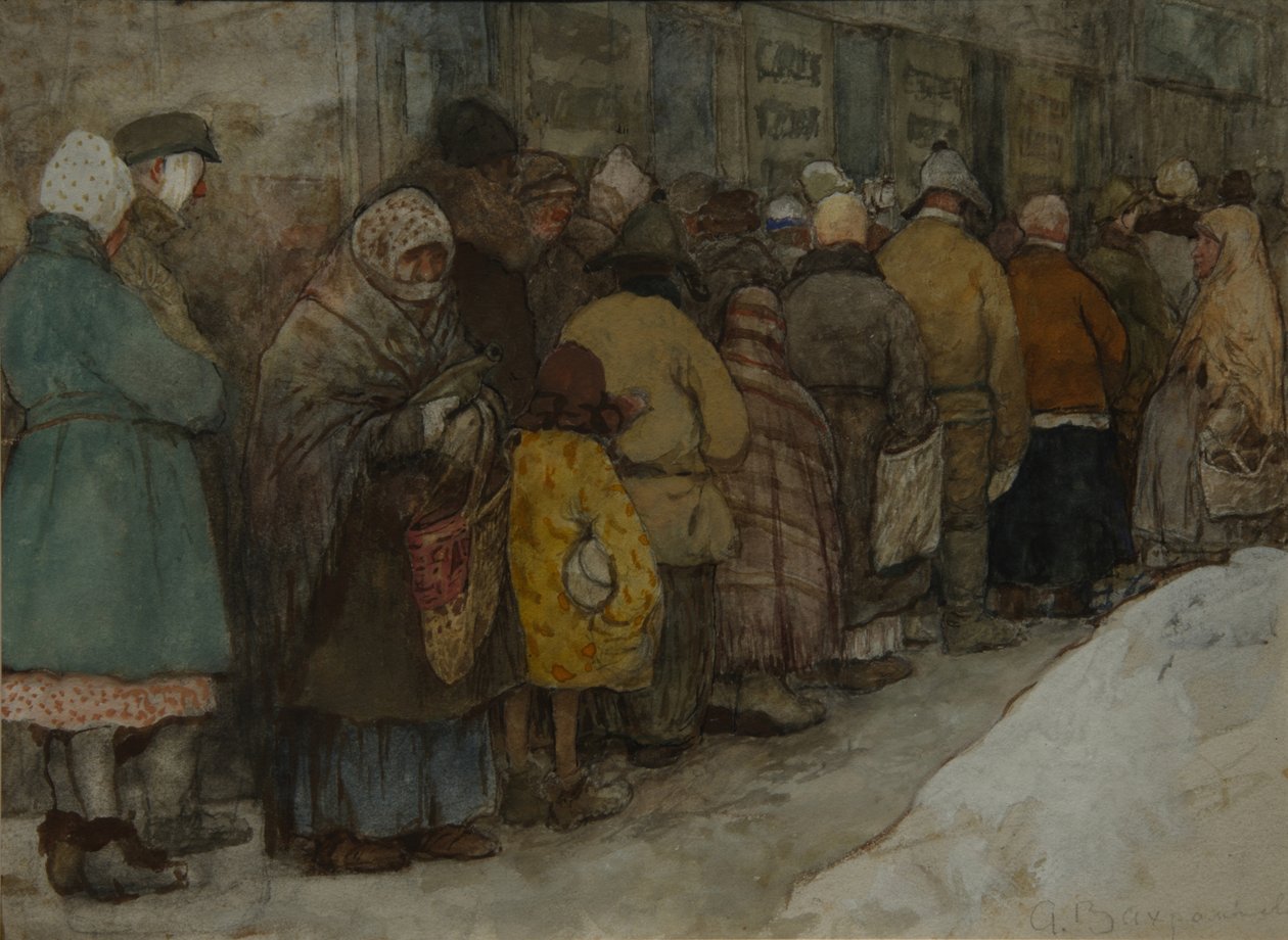 A fila, ca 1921 de Alexander Ivanovich Vakhrameyev