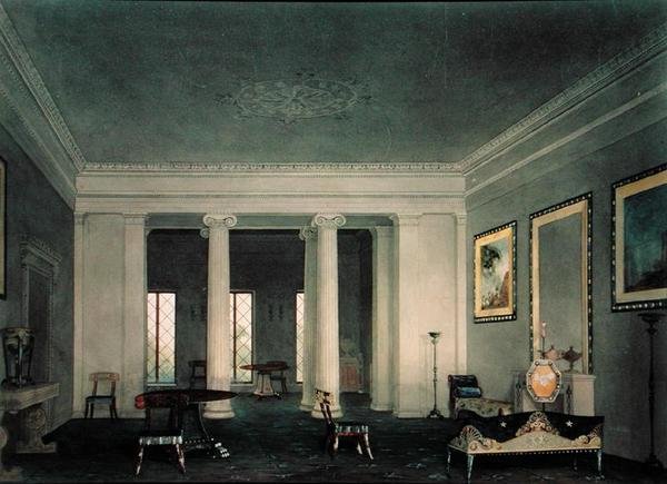 Greek Revival Double Parlor, c.1845 (aguarela sobre papel) de Alexander Jackson Davis