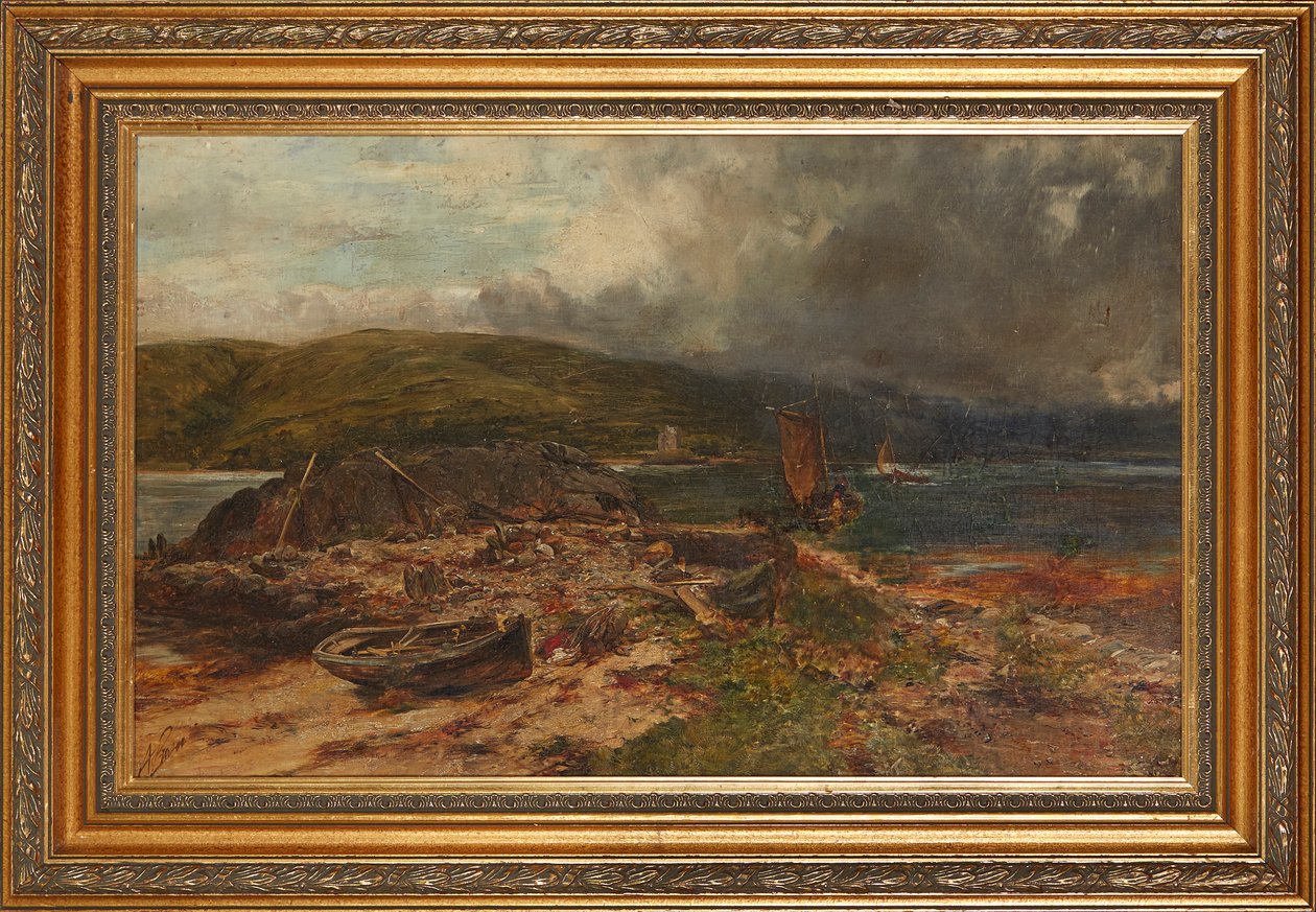 O Camping Ground (óleo sobre tela colocado a bordo) de Alexander Jnr. Fraser
