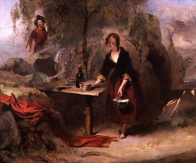 Alice, a Filha de Donald Beanham Preparando o café da manhã para Edward Waverley (óleo sobre tela) de Alexander Johnston