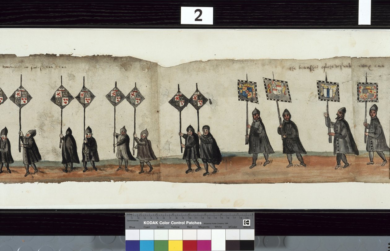 Detalhe de The Huntly Funeral Procession, que teria sido usado para as exéquias de George 1st, Marquês de Huntly de Alexander Kincaid