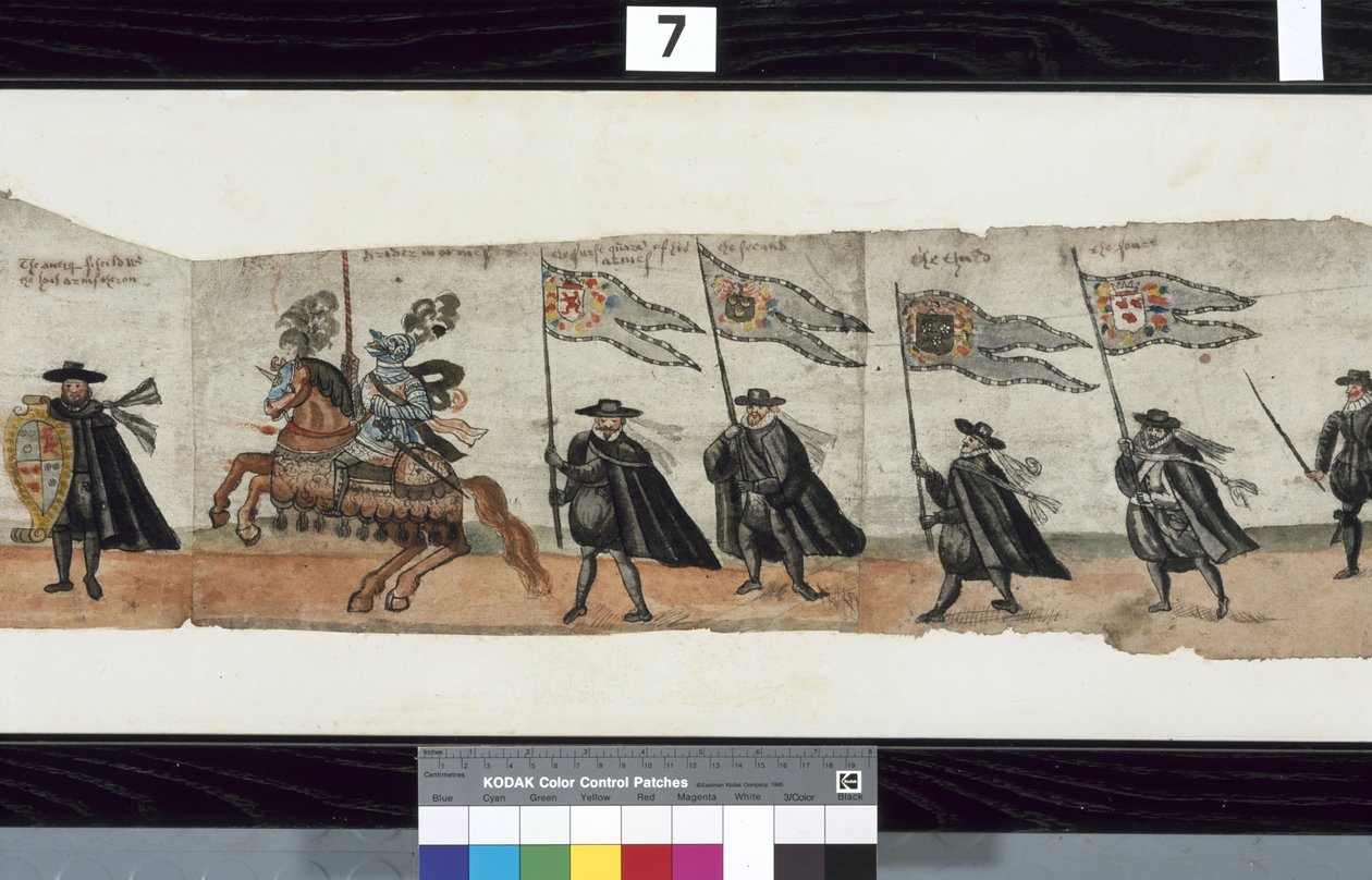 Detalhe de The Huntly Funeral Procession, que teria sido usado para as exéquias de George 1st, Marquês de Huntly de Alexander Kincaid