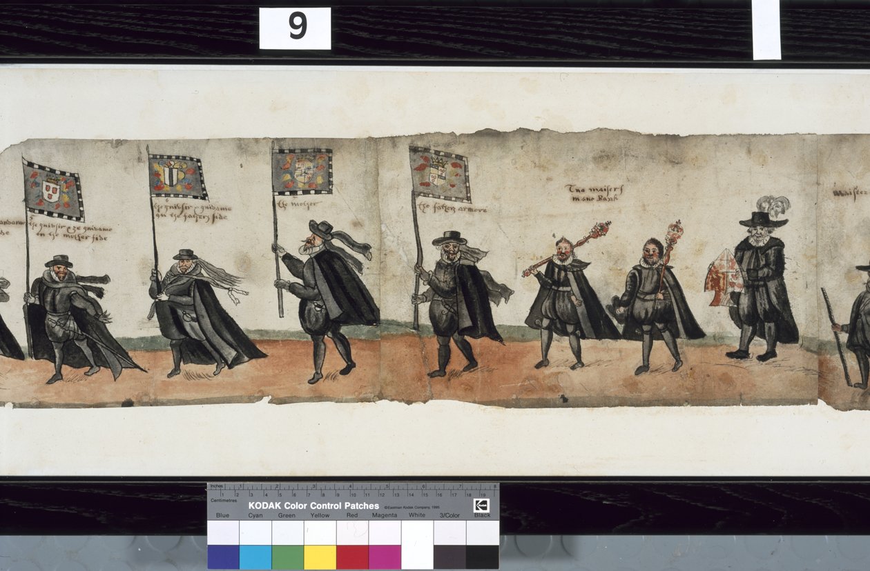 Detalhe de The Huntly Funeral Procession, que teria sido usado para as exéquias de George 1st, Marquês de Huntly de Alexander Kincaid