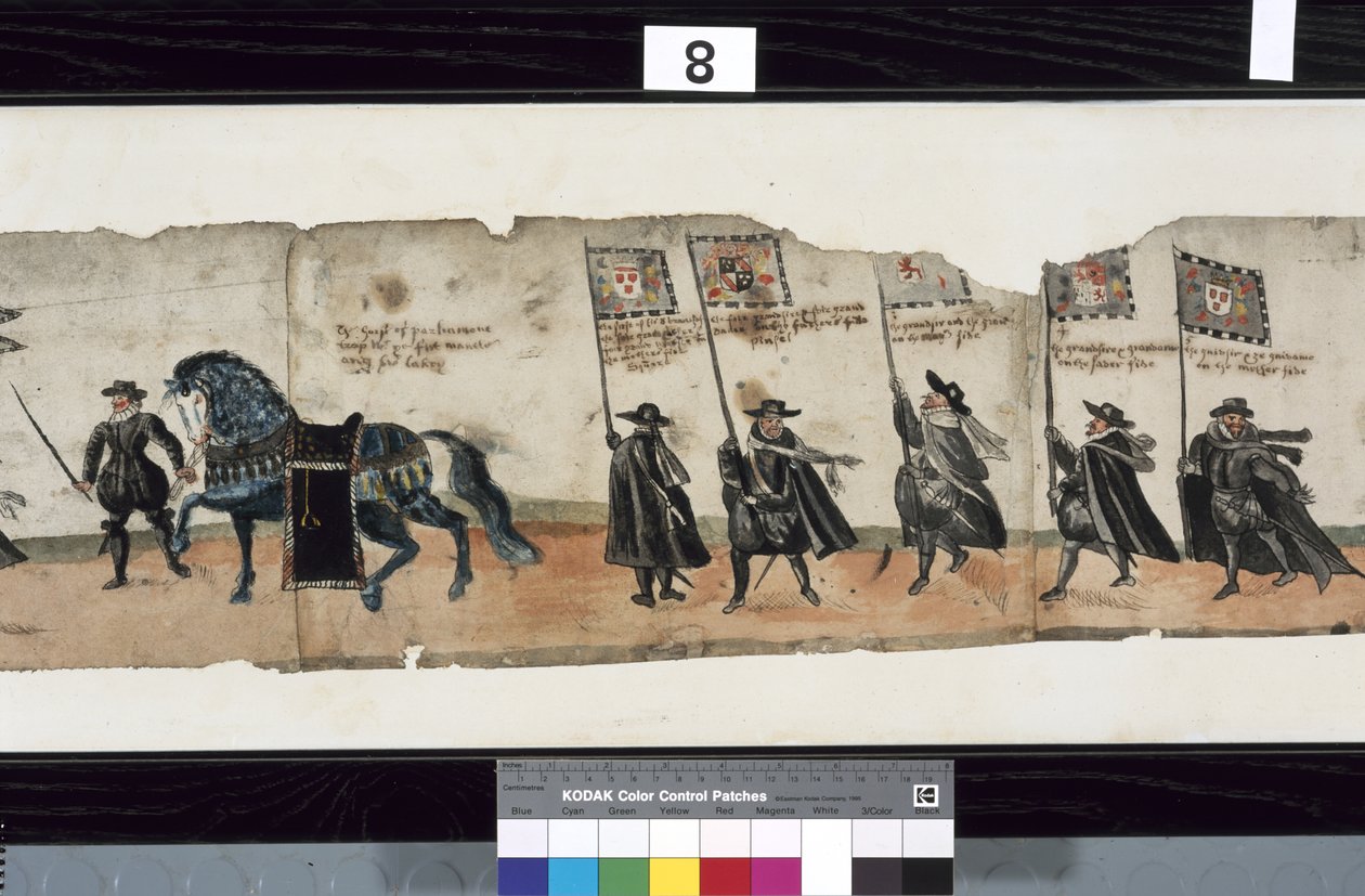 Detalhe de The Huntly Funeral Procession, que teria sido usado para as exéquias de George 1st, Marquês de Huntly de Alexander Kincaid