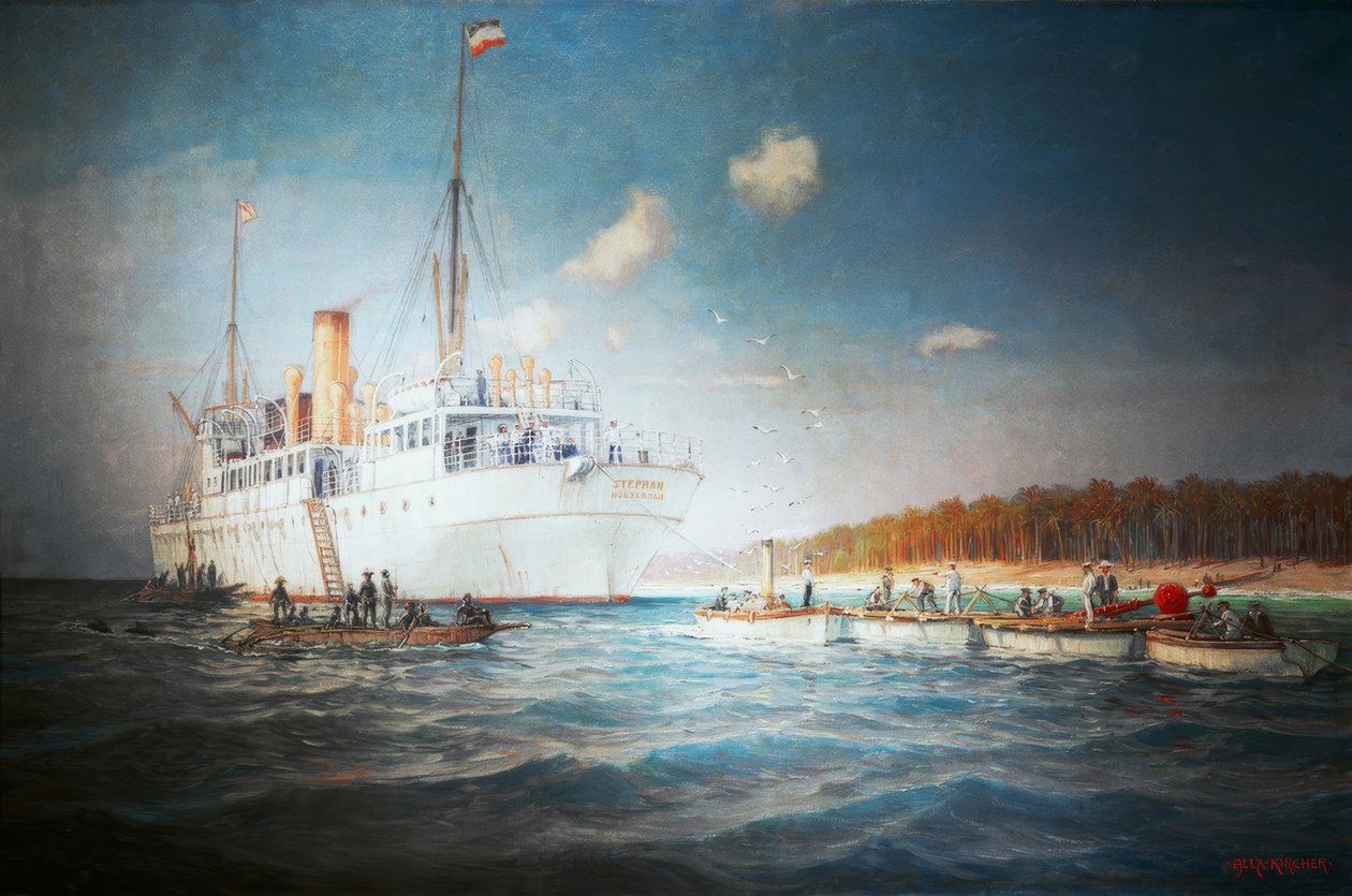 Vaporizador de cabo Stephan &39;em frente ao Karolineninsel Yap 1905 de Alexander Kircher