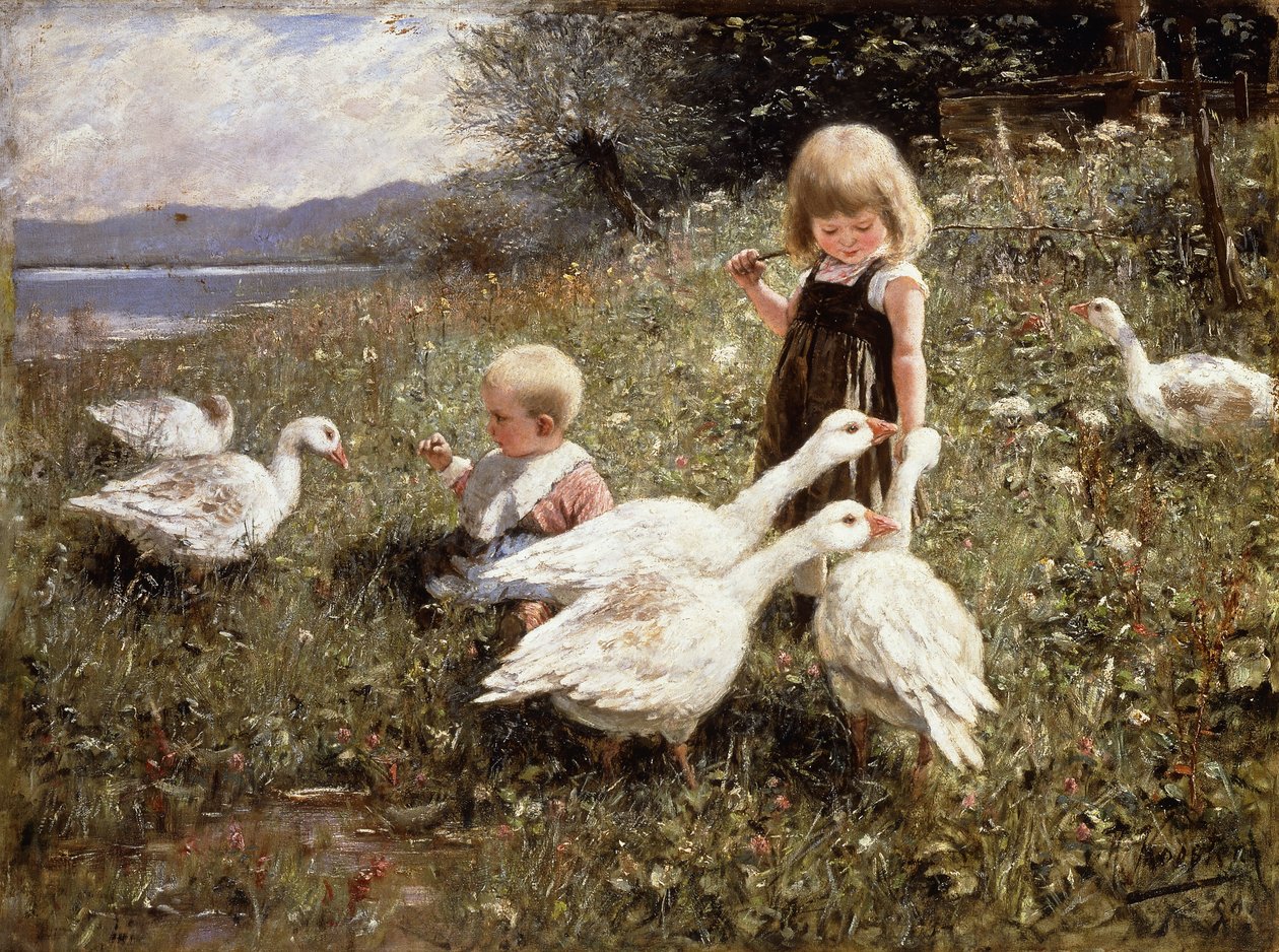 Alimentando Gansos; Gansefutterung de Alexander Koester