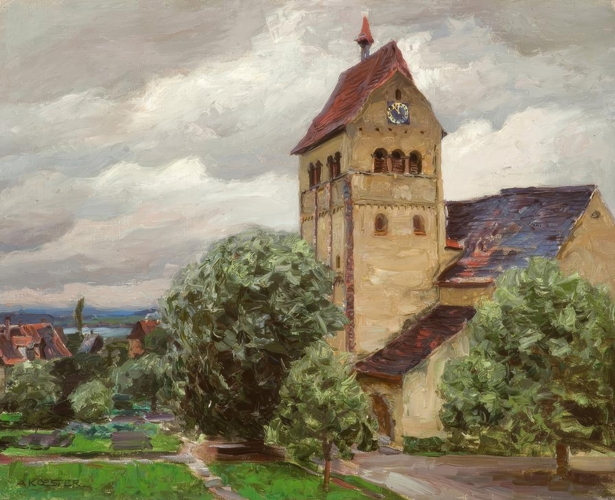 Reichenau, Marienmünster - Pintura de Alexander Koester de Alexander Köster