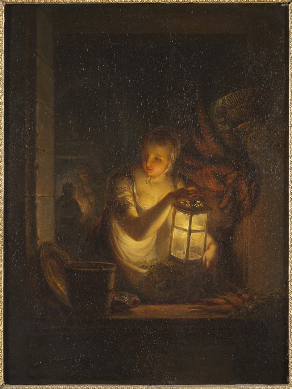Uma mulher com uma lanterna, 1818 de Alexander Lauréus