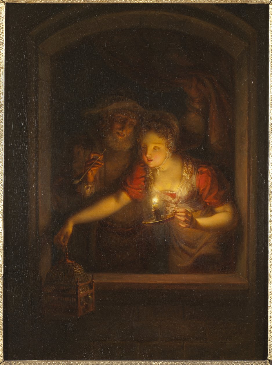 Uma mulher com uma vela acesa, 1818 de Alexander Lauréus