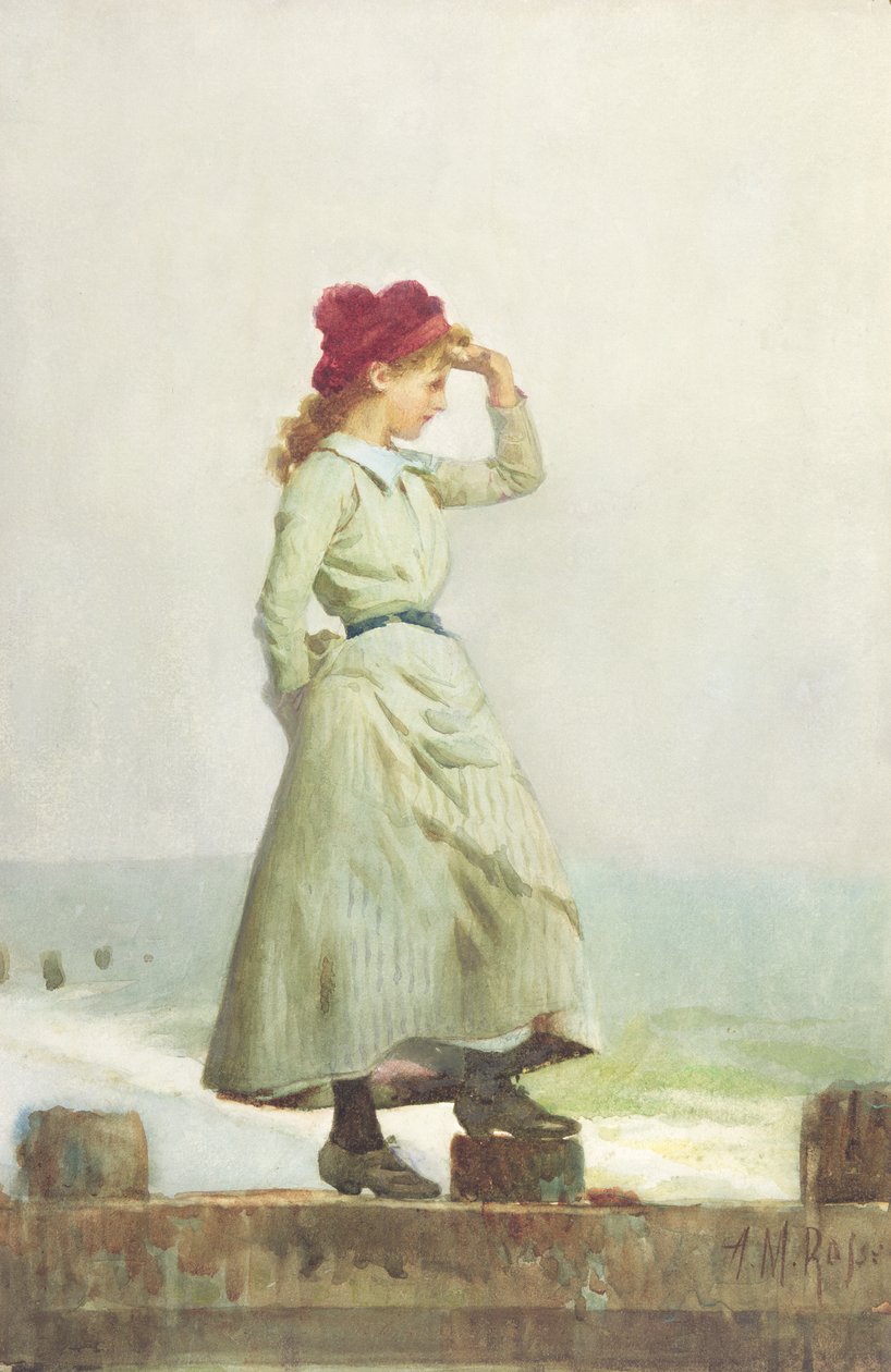 Moça no paredão (aquarela no papel) de Alexander M. Rossi