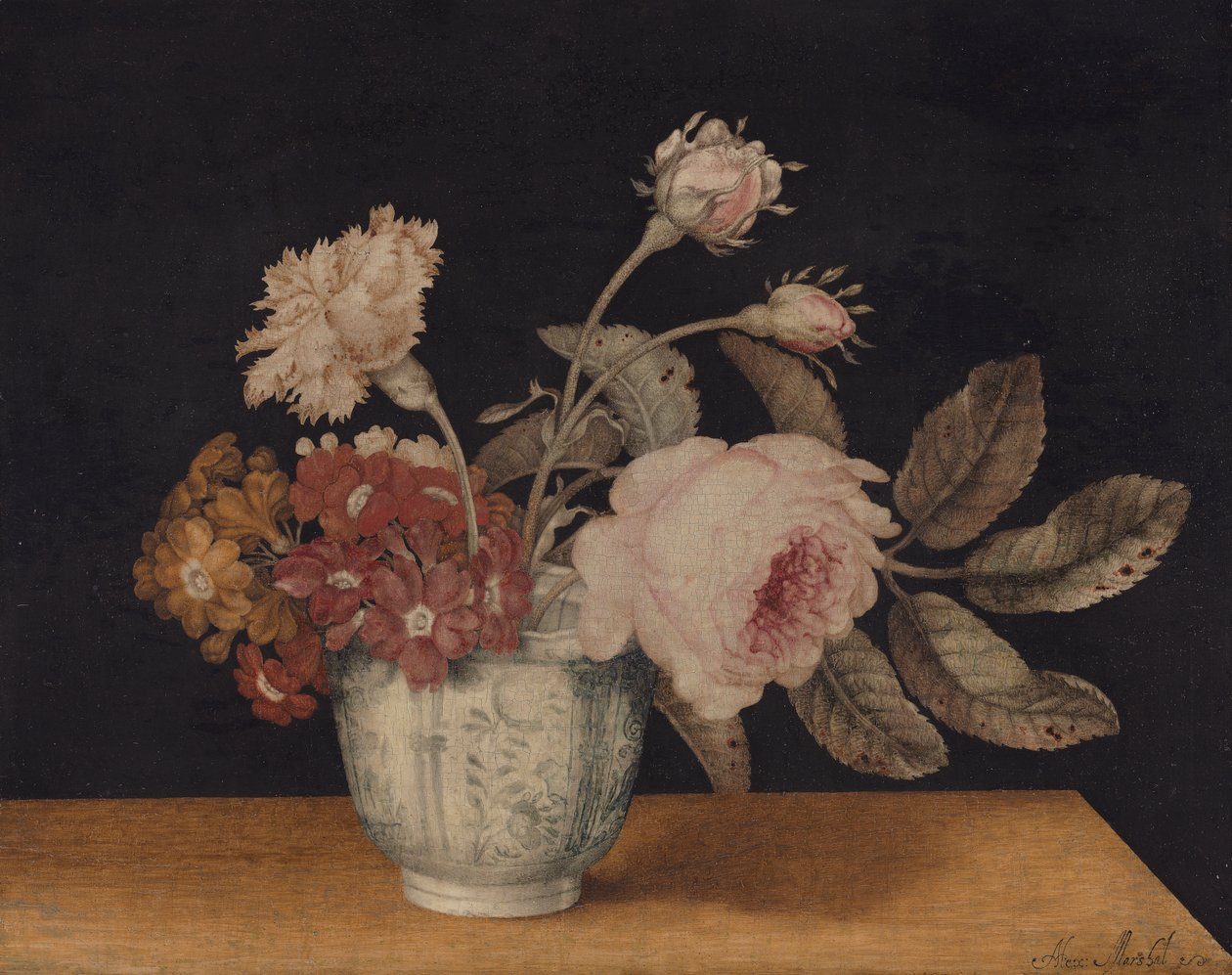 Flores num frasco Delft de Alexander Marshal